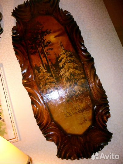 Картина маслом на дерев Зимний лес Н.Смирнова 90-е