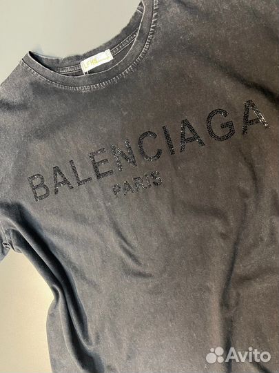 Футболка варенка Balenciaga стразы Оверсайз до 50