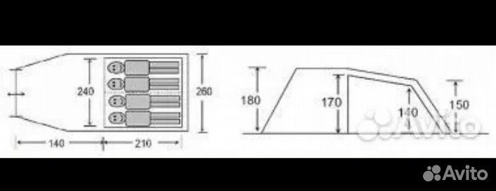 Палатка 4 местная atemi