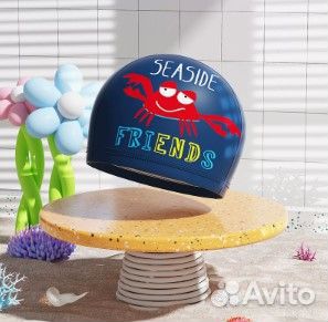 Шапочка для плавания с очками детская - Краб