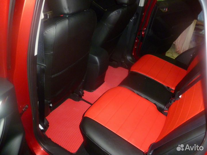 Авточехлы для Citroen C4 II седан (2013+) чёр-крас