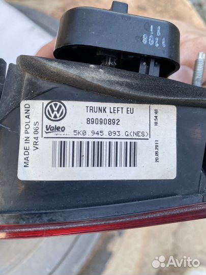 Задние фонари golf 6