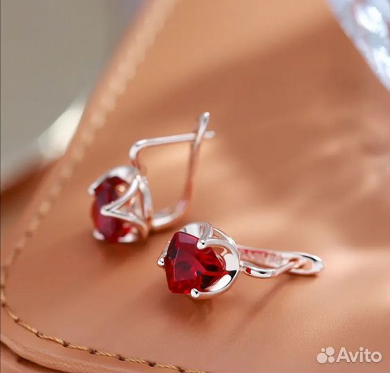 Золотые серьги с рубином RG585