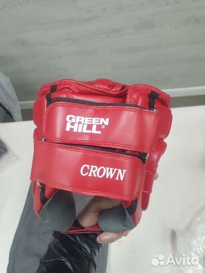 Боксерский шлем green hill красный L