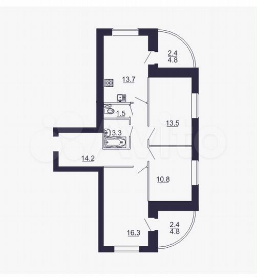 3-к. квартира, 78,1 м², 6/10 эт.