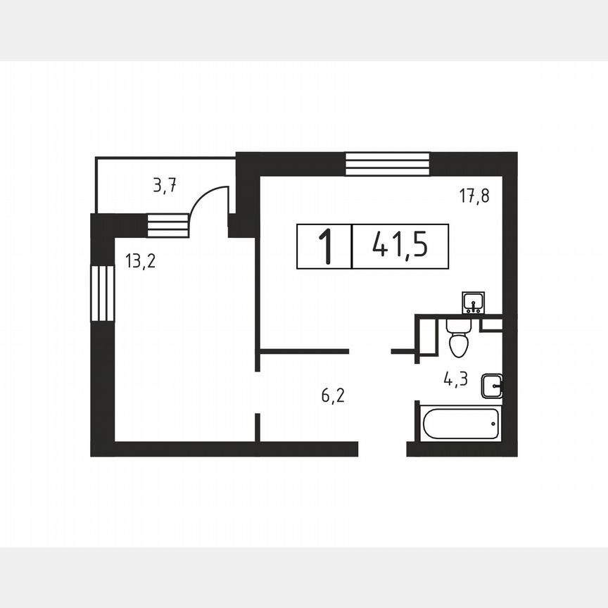 1-к. квартира, 41,5 м², 1/3 эт.