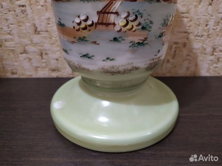 Старинное основание от керосиновой лампы стекло