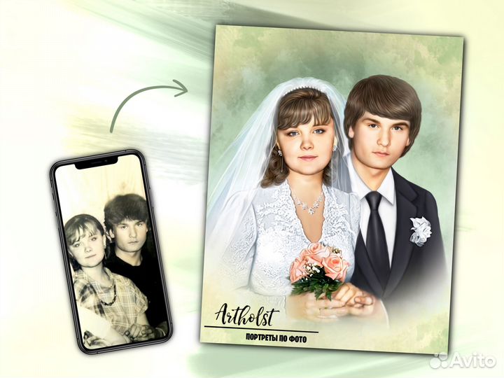 Портрет по фото на холсте на заказ Москва