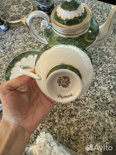 Чайный набор Малахит Гжель авторская работа