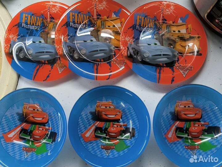 Тарелки детские Тачки глубокие и плоские