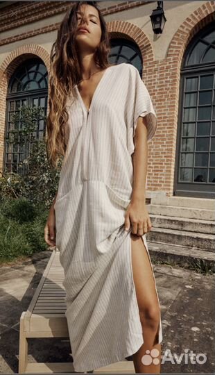 Роскошное льняное платье Zara оригинал M новое