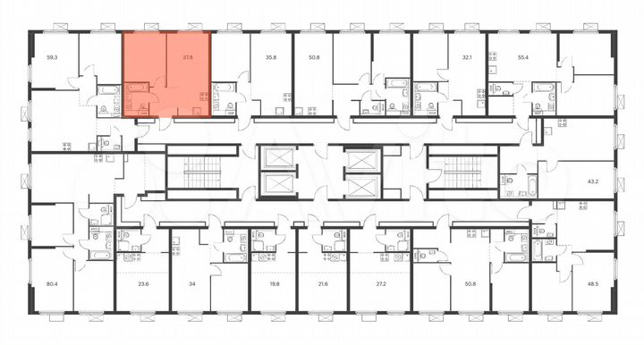 1-к. квартира, 37,8 м², 30/33 эт.