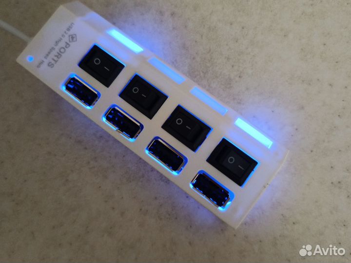 USB Hub 2.0 с выключателями на 4 порта с кабелем 4