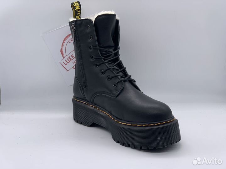 DR. Martens 1460 Jadon Black Platform Белый мех