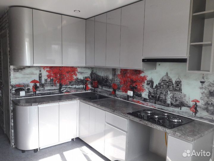 Стеклянный фартук с фотопечатью (скинали, экран)