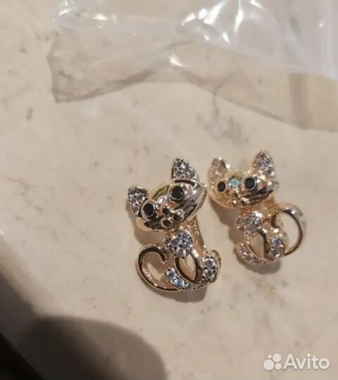 Серьги золото котики