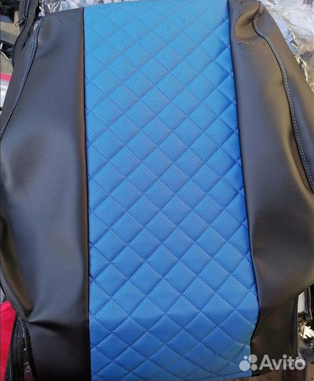 Чехлы на Рено Дастер вставка синяя
