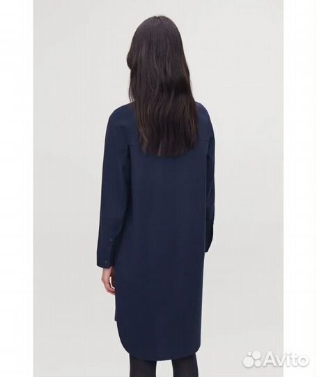 COS Темно-синее шерстяное повседневное платье