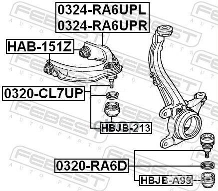 Рычаг пер.подв.верхний R 0324-RA6UPR Febest