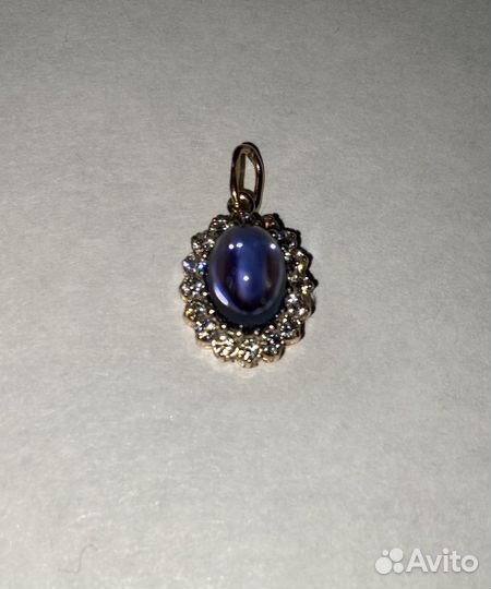 Золотой кулон подвеска танзанит