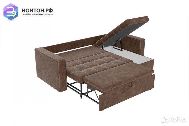 Диван угловой еврокнижка Смарт коричневый