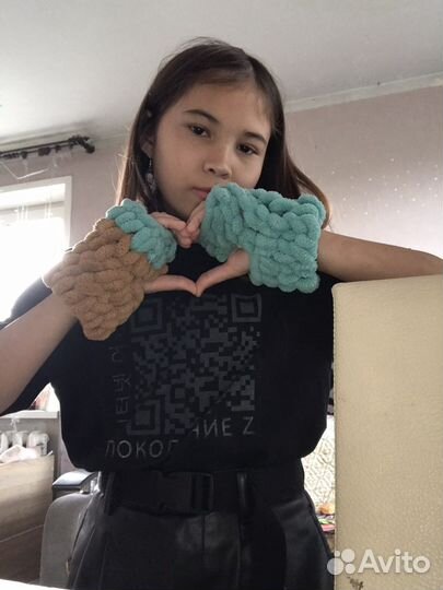 Вязаные митенки