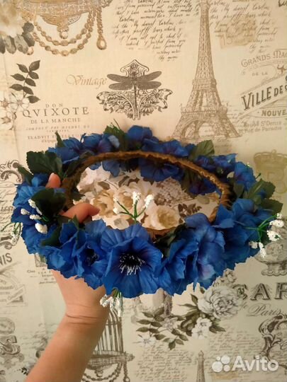 Венок на голову из цветов ручной работы