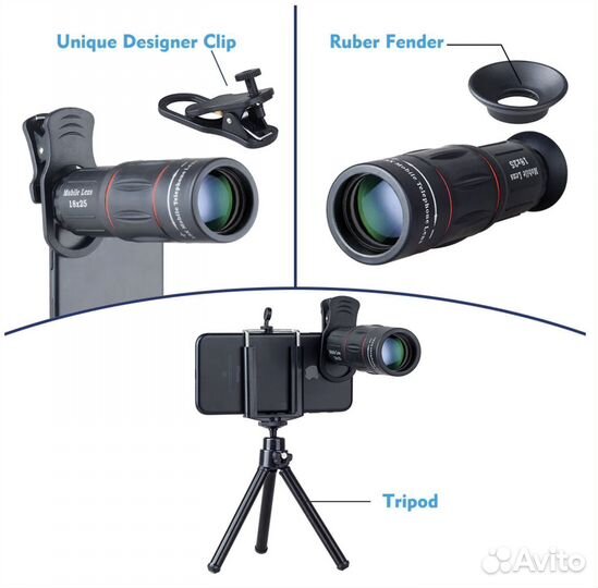 Телескопический объектив 18x Apexel универсальный
