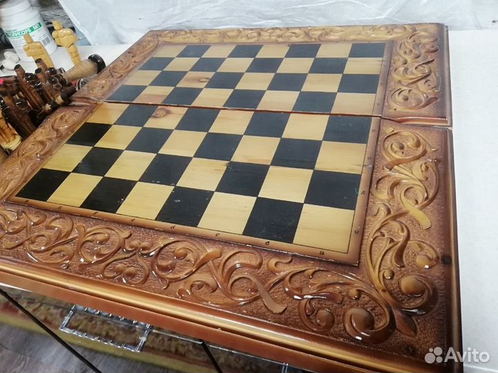 Большие резные шахматы + нарды