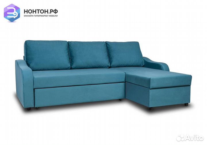 Диван угловой дельфин Лагос синий