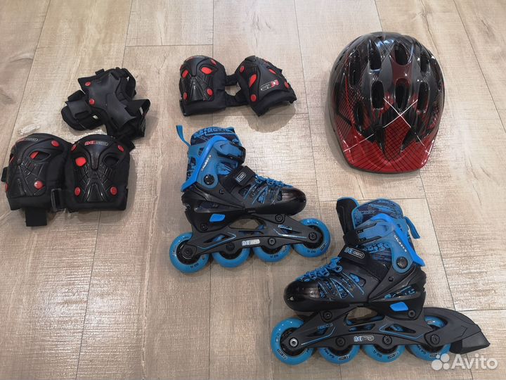 Роликовые коньки раздвижные 28-31+защита
