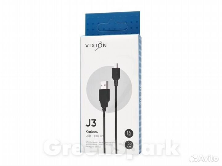 Кабель USB vixion J3 mini USB 1м черный