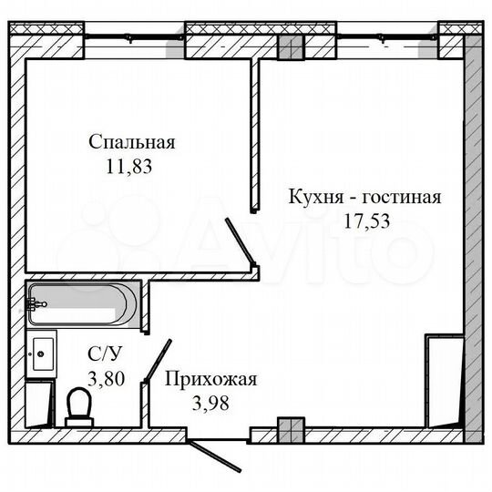 1-к. квартира, 37,1 м², 2/10 эт.