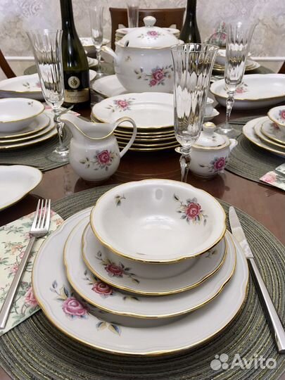 Сервиз столовый СССР «Роза» фарфор