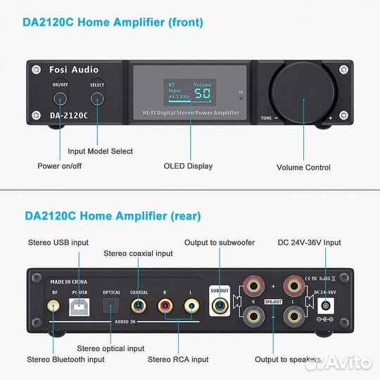 Усилитель звука Fosi Audio DA2120C