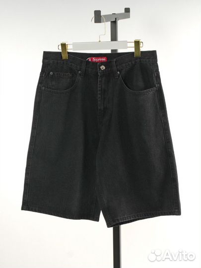 Шорты джинсовые широкие черные supreme