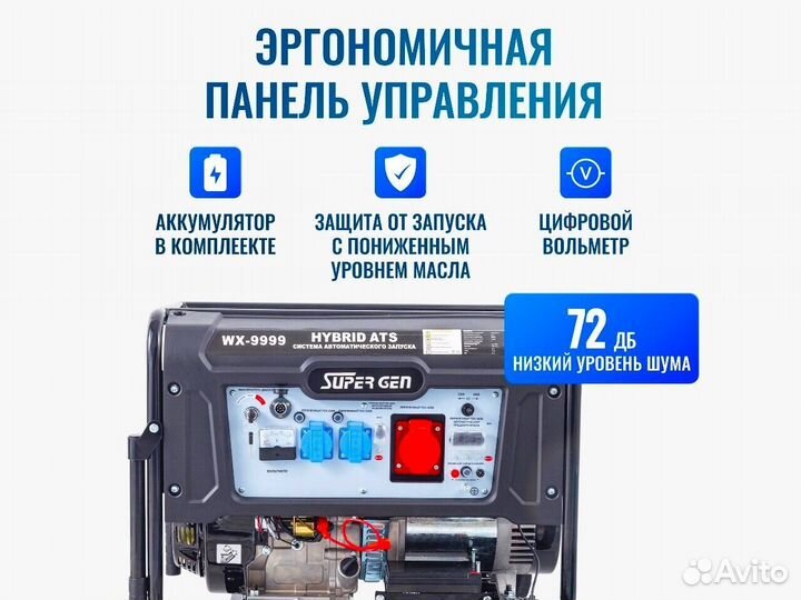 Бензиновый гeнеpатoр supergen WX-9999