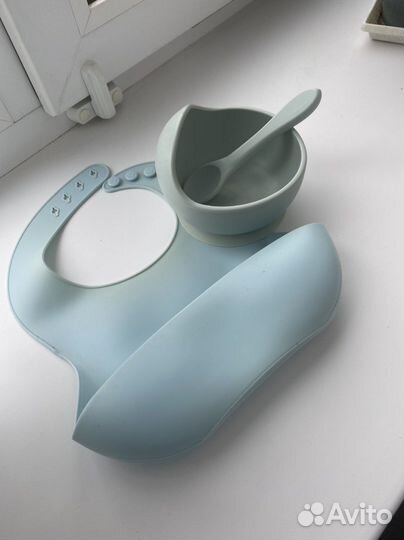 Силиконовый слюнявчик, силиконовая посуда