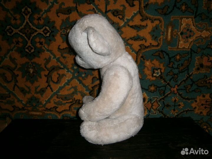 Игрушка СССР большой Белый медведь солома опилки