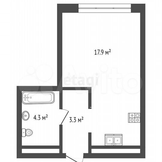 Квартира-студия, 25,5 м², 9/12 эт.