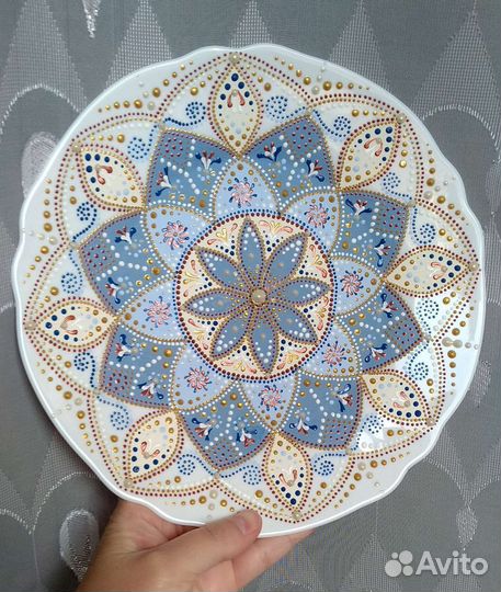 Блюдо точечная роспись, ручная работа, упи