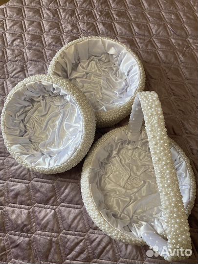 Свадебные корзины жемчужные