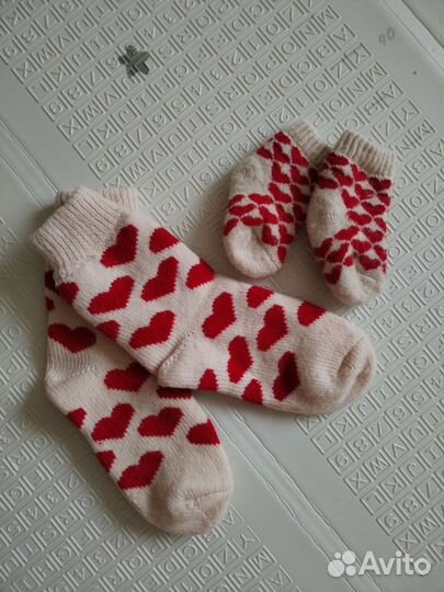 Шерстяные носки с сердечком 2 пары