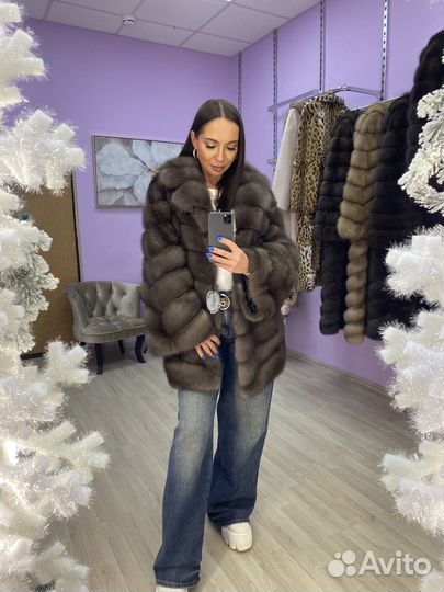 Шуба из куницы 75см в цвете 