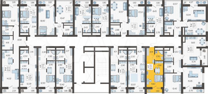 Квартира-студия, 23,3 м², 6/19 эт.