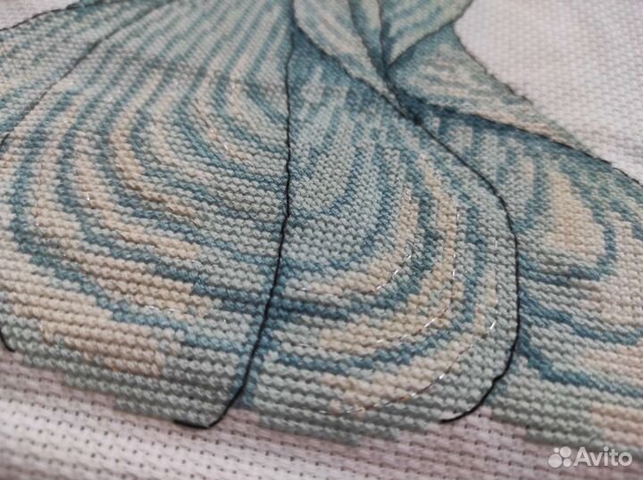 Картина вышитая крестом, ручная работа, без рамы