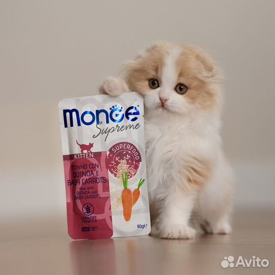 Monge Supreme kitten из тунца с киноа и мини-морко