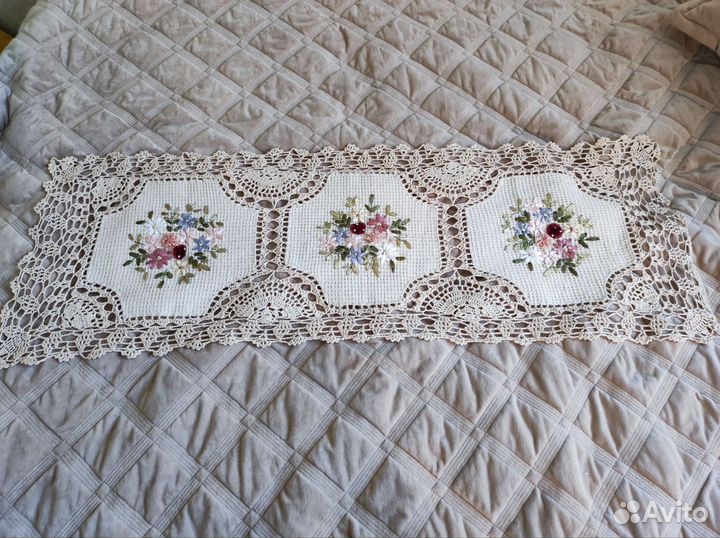 Дорожка 112*40, хлопок, вышивка