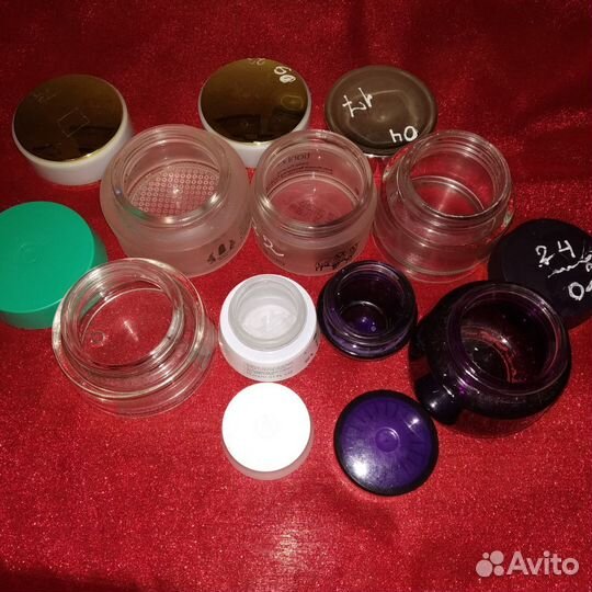 Стеклянные баночки от крема с крышками для свечей