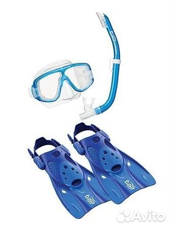 Комплект для снорклинга маска трубка и ласты Plati